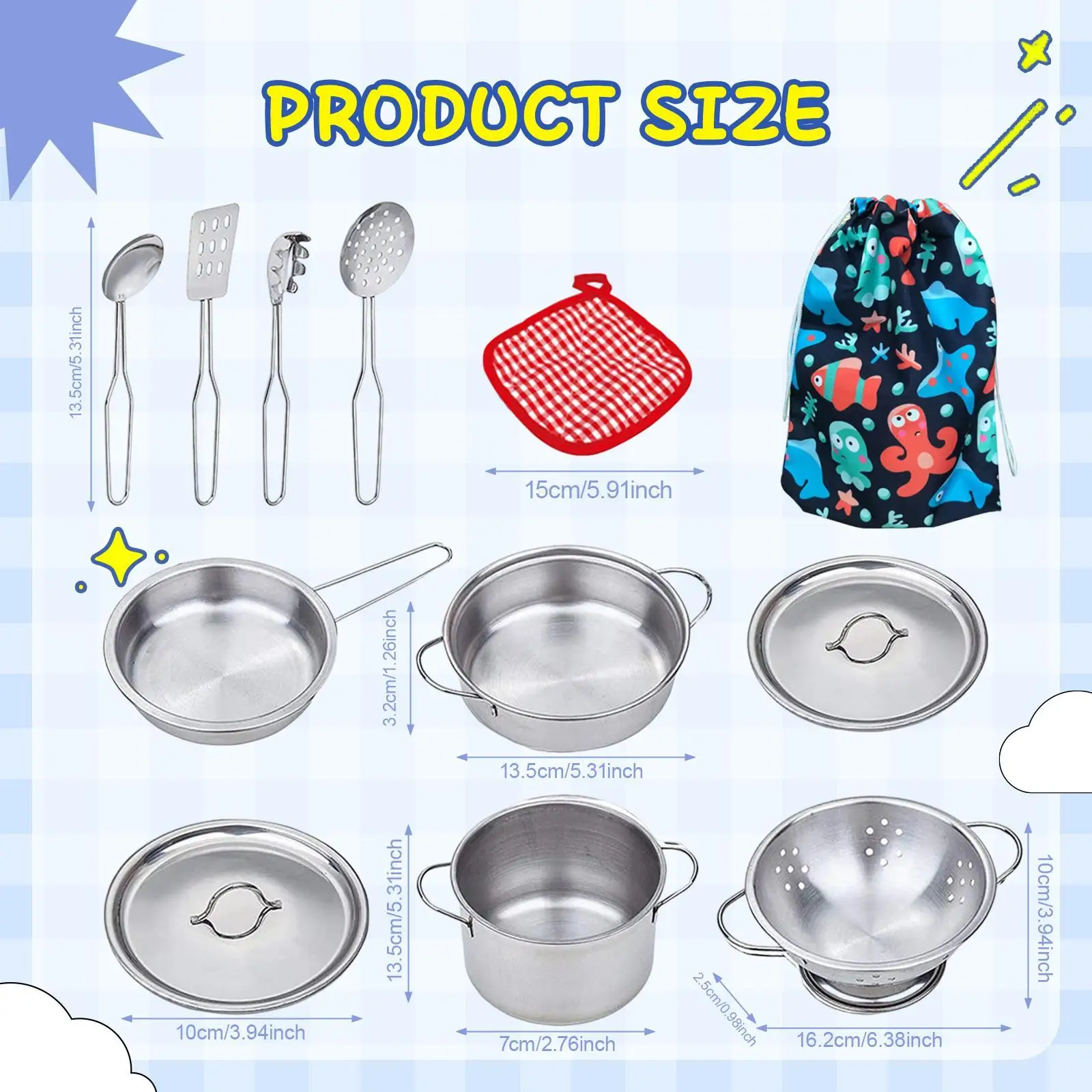 Zabawki do zabawy w kuchnię Mini naczynia kuchenne ze stali nierdzewnej Zestaw garnków i patelni na imprezę Nursery Christmas Home School