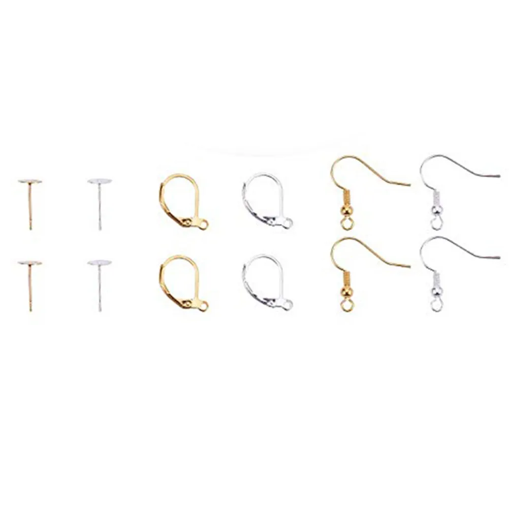 

Набор из 120 медных застежек-крючков для серег, разные стили, гибкие фиксаторы для серег, аксессуары для ювелирных изделий, коробка для хранения, набор заглушек для серег