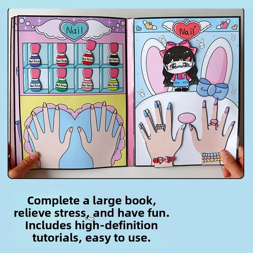 Tienda de uñas 3D de desarrollo, libro silencioso, vestido creativo casero DIY, maquillaje interactivo Montessori, libro silencioso, juego para niños