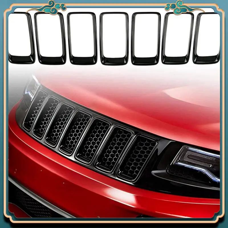 

Latest 7PC Gloss Black Grill Ring Front Grille Inserts Cover Trim Kit For Jeep Grand Cherokee 2014-2016