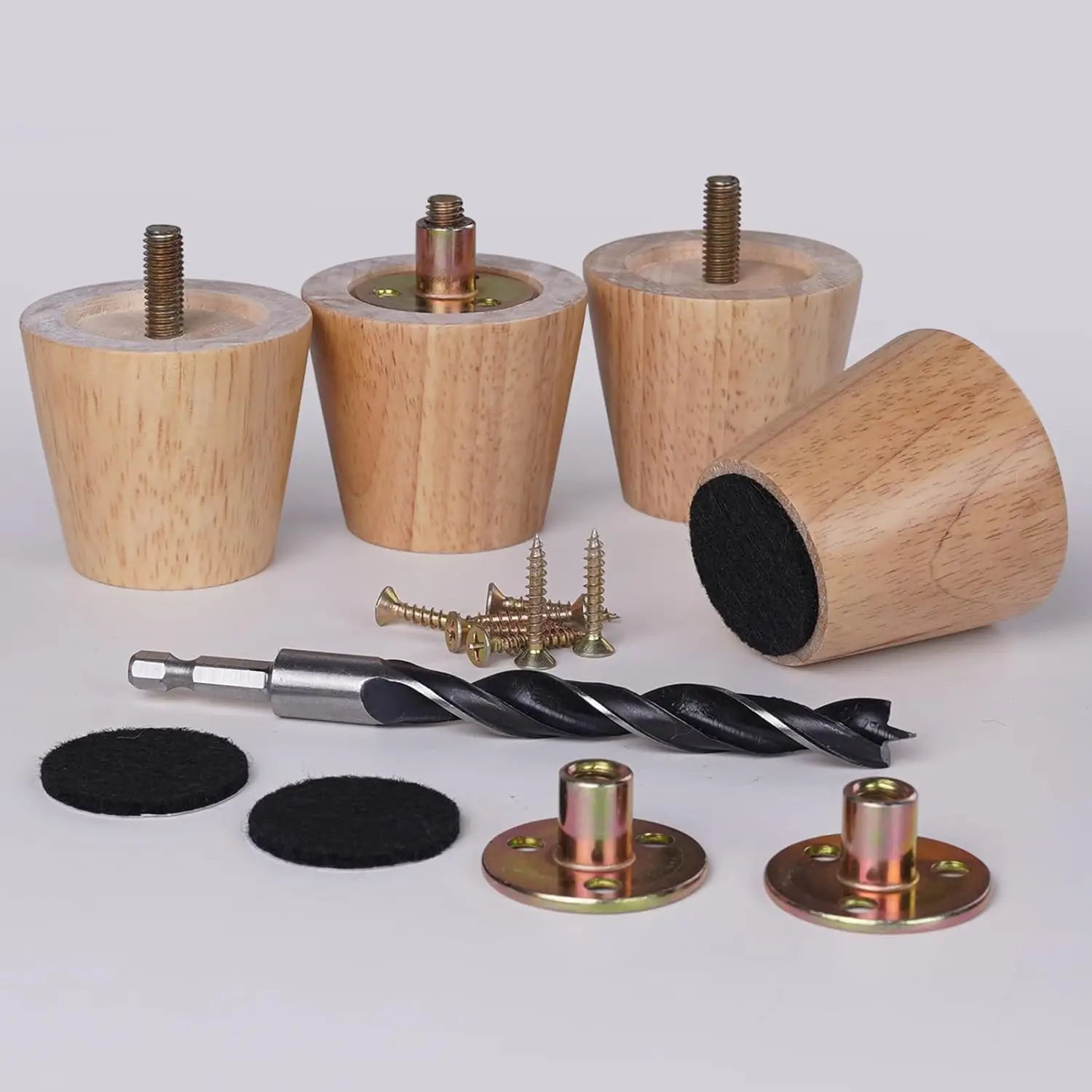 Kaki Meja Kayu Generik 2 Inci, Kaki Sofa, Paket 4 Kaki Bulat, Pengganti Kaki untuk Meja Kopi, Lemari, Sofa