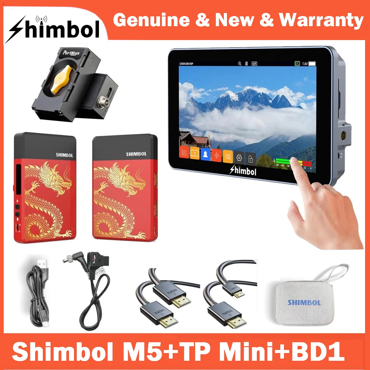 

Shimbol M5 5.5" 3D LUT 4K HDMI HDR Touchscreen Monitor with TP Mini Wireless Transmission System BD1 NP-F Dummy Battery Kit