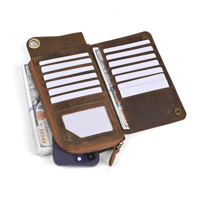 Dompet Kulit Asli Panjang Tempat Kartu Pria Dompet Kulit Sapi Asli Tas Tangan Clutch Kulit Sapi Pria Antik