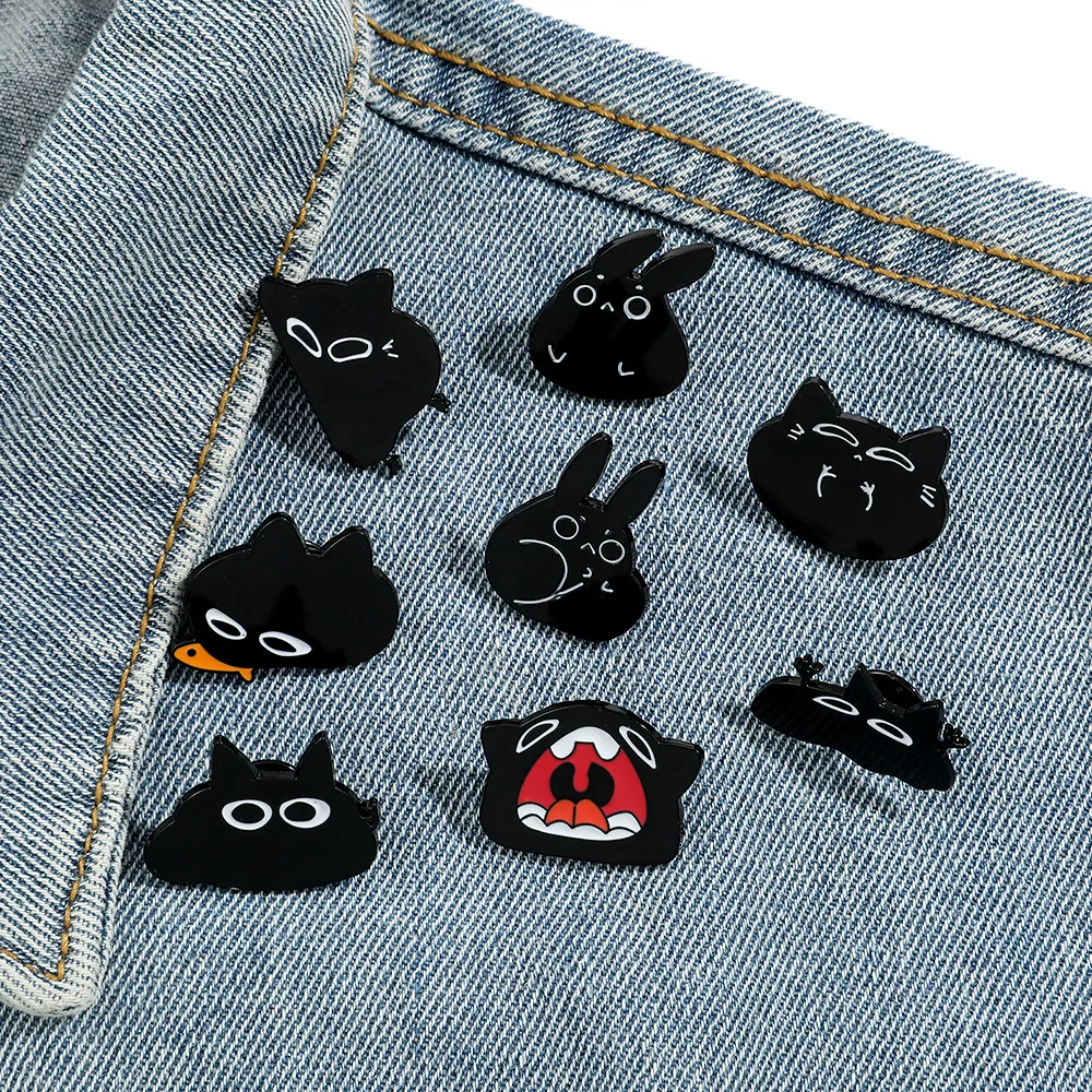 Fun animal series black dragon cat shaped brooch Simplicity fashion metal enamel badge clothing backpack pins decoration Jewelry