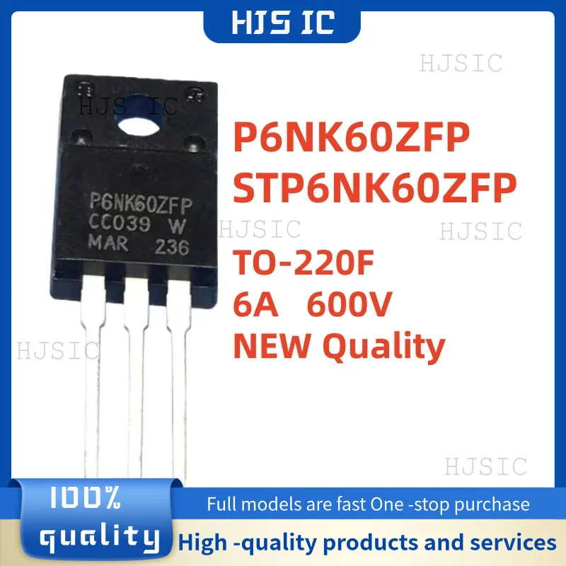 Excellent Quality 10-20-30PCS 100% Brand New P6NK60ZFP STP6NK60ZFP TO-220F 6A 600V MOS Field-Effect Transistor