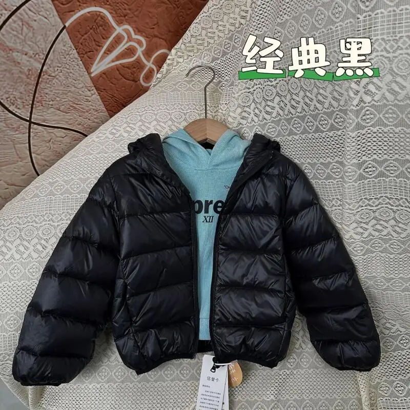 가을 겨울 소년 소녀 패딩 재킷 순수한 색상 코트 따뜻한 두꺼운 후드 재킷 편안한 4-12 세 어린이 의류