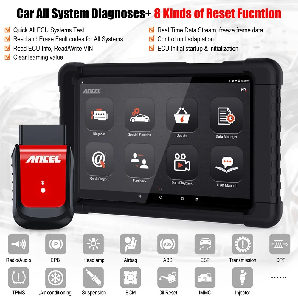 Ancel X6 OBD2 Full System Diagnostic Scanner Car Diagnostics Tool EPB DPF SAS ABS Reset Oil Maintenance Scanner For Most Car