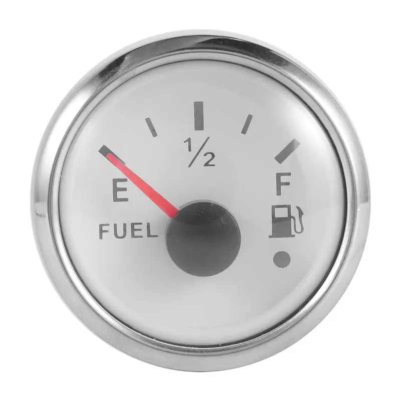 Compatible 52mm Level Gauge 0-190Ohm Switchable 240-33Ohm Oil Level Meter Waterproof Boat Car Gauges with Alarm White