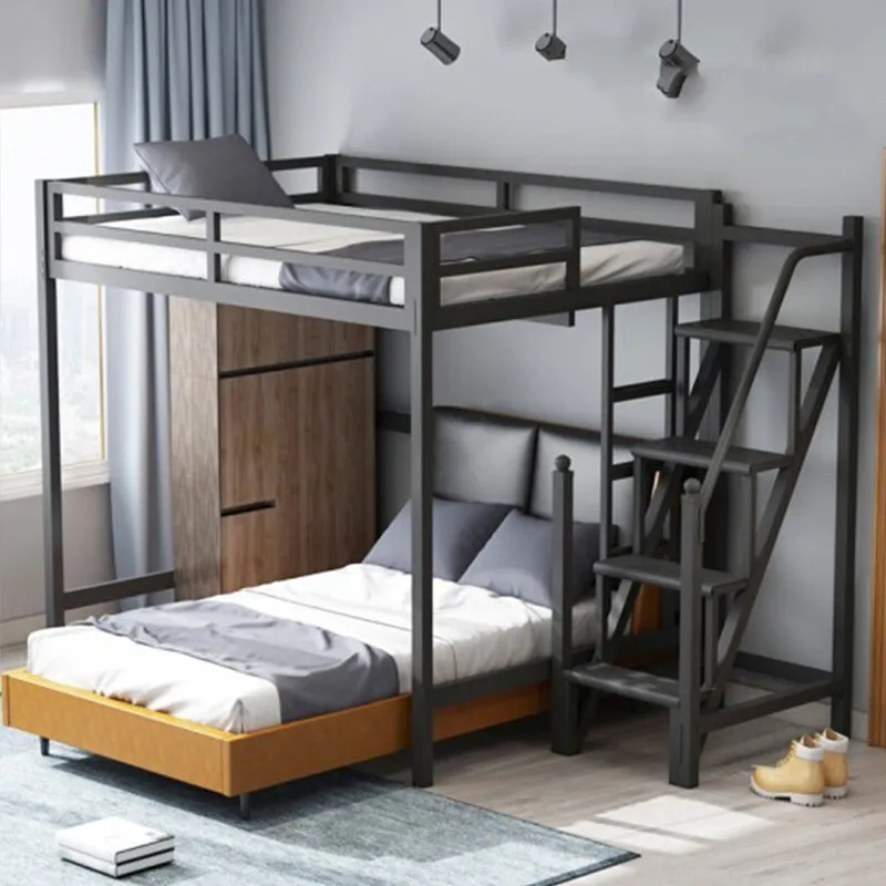 Modern Minimalist Wrought Iron Frame Bed Queen Bunk Bed for Adults with Storage twin bed loft