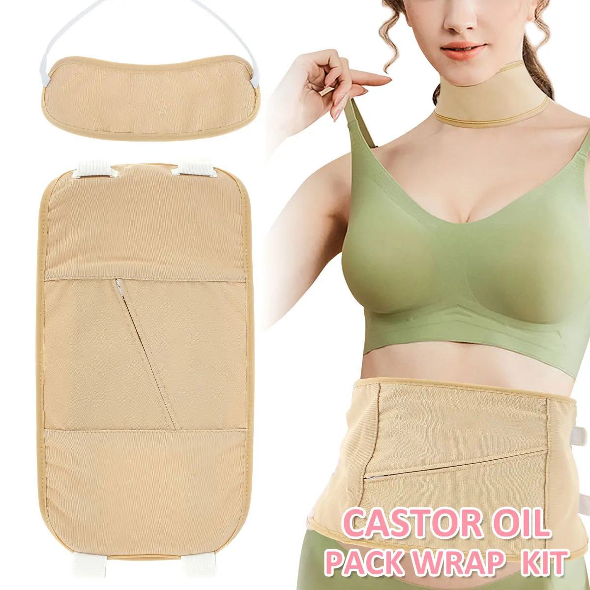 

2Pcs Neck Waist Oil Pack Set Reusable Essential Oil Wrap Mess-Free Oil Pack Wrap with Adjustable Straps Soft Comfortable Oil