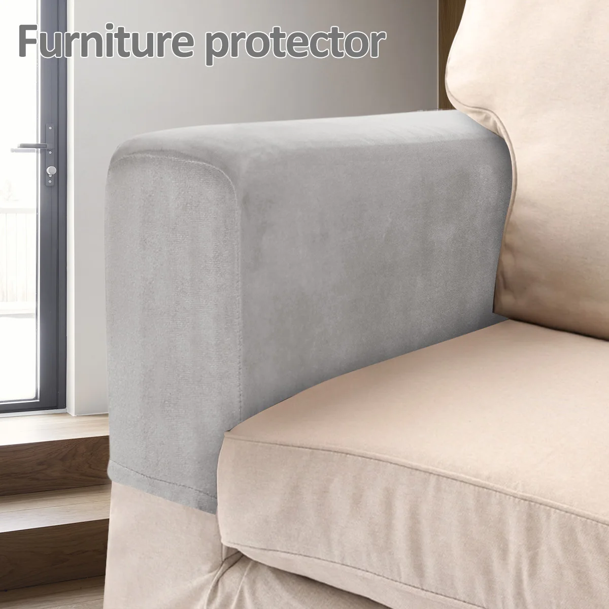 2Pcs Armrest Covers Universal Armchair Covers Non-Slip Sofa Armrest Protector Velvet Soft Warm Couch Arm Rest Covers Thickened