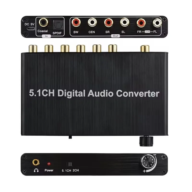 5.1CH DAC Converter Audio Decoder Digital Optical Coaxial Toslink to RCA 3.5Mm Jack Support Dolby AC-3 DTS 5.1