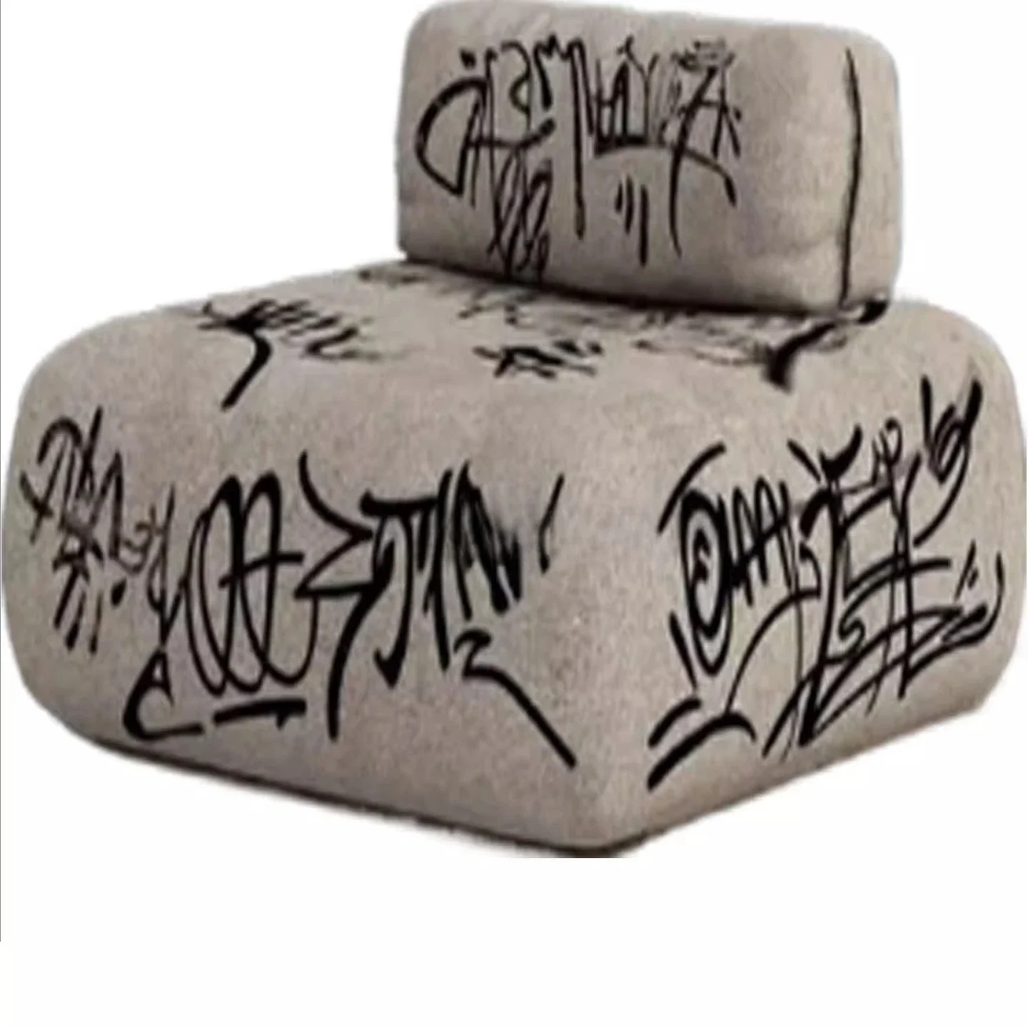 Sofa living room Modern extremely pure handmade parquet fabric light luxury graffiti sofa