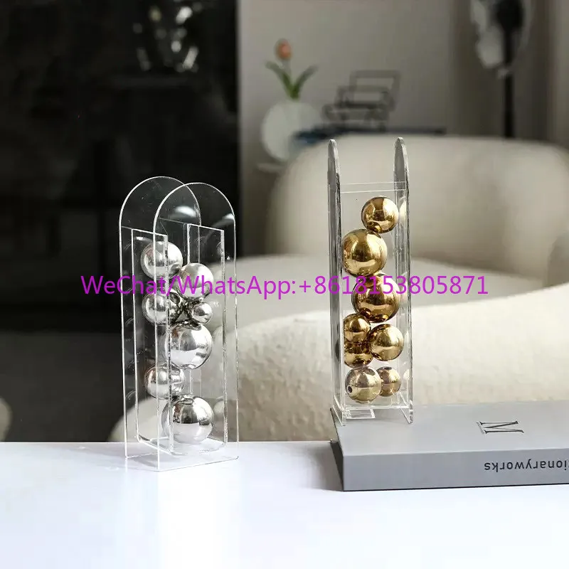 Straight geometric creative silver ball photo props background live stream decorative ornament