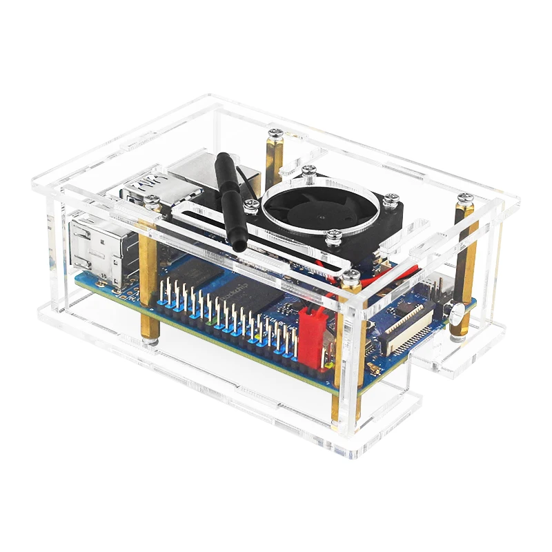 Nuovo arancione Pi 3B custodia in acrilico custodia trasparente guscio di raffreddamento passivo attivo ventola di raffreddamento opzionale dissipatore di calore per Orange Pi 3B