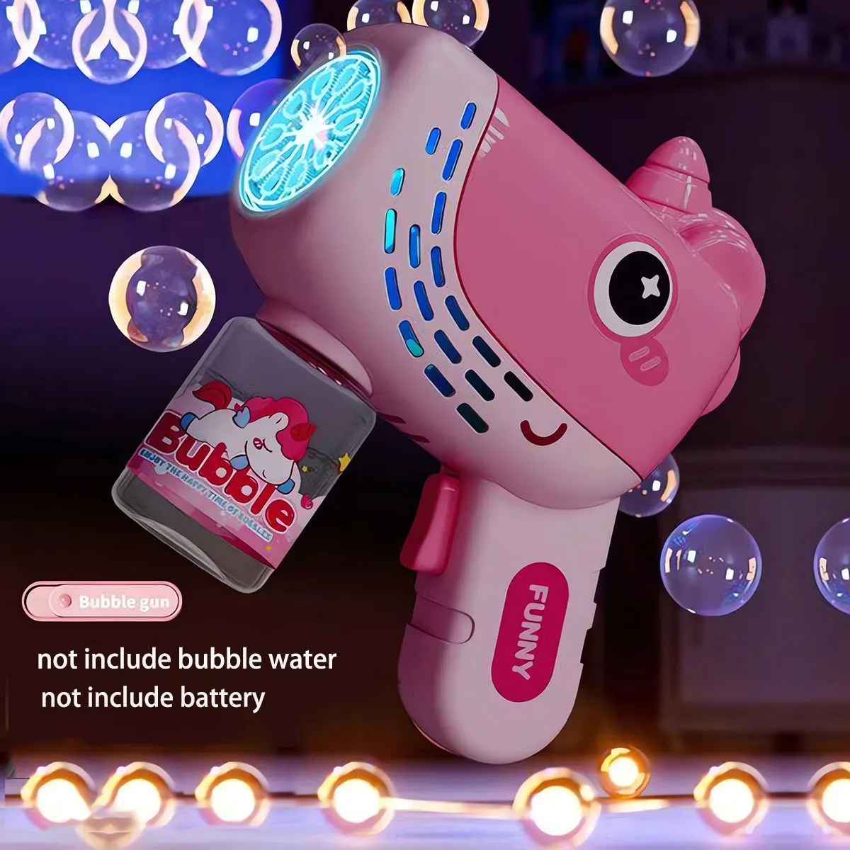Cute Full-Automatic Bubble Machine Toy for Children Outdoor Bubble Blowing Game Unicorn with Light Kids Toy(without Bubble Water