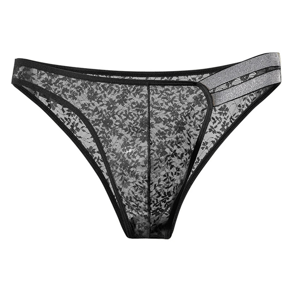 

Men Jacquard Lace Sheer Briefs Men's Lingerie See Through Underwear Sissy Hollow Soft Underpants Unisex Panties Calcinha Fashion