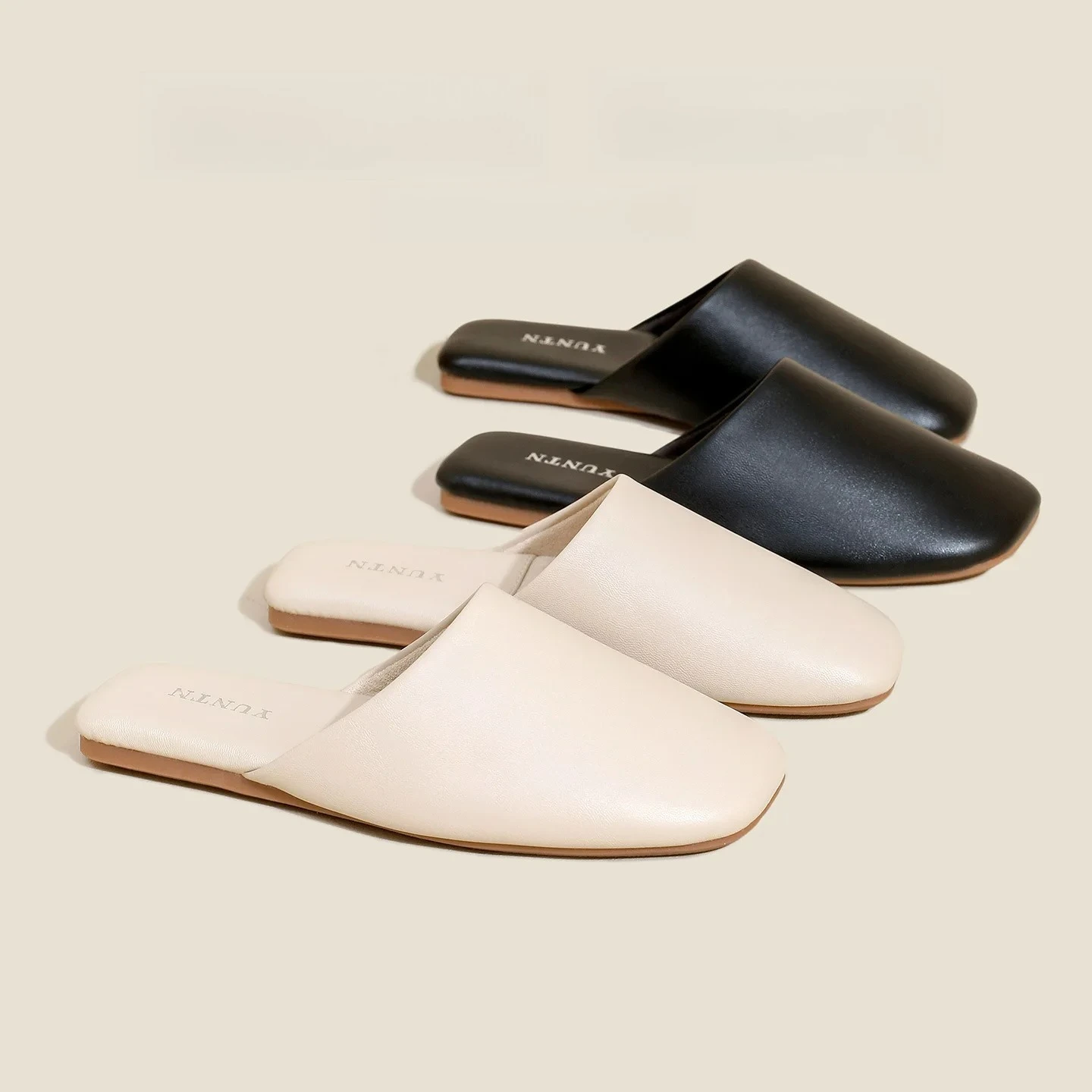 

Autumn Skin - friendly Bare - feeling Indoor Slippers Women's Men with Fine Texture and Luxury Lamb - like Leather Cotton Design