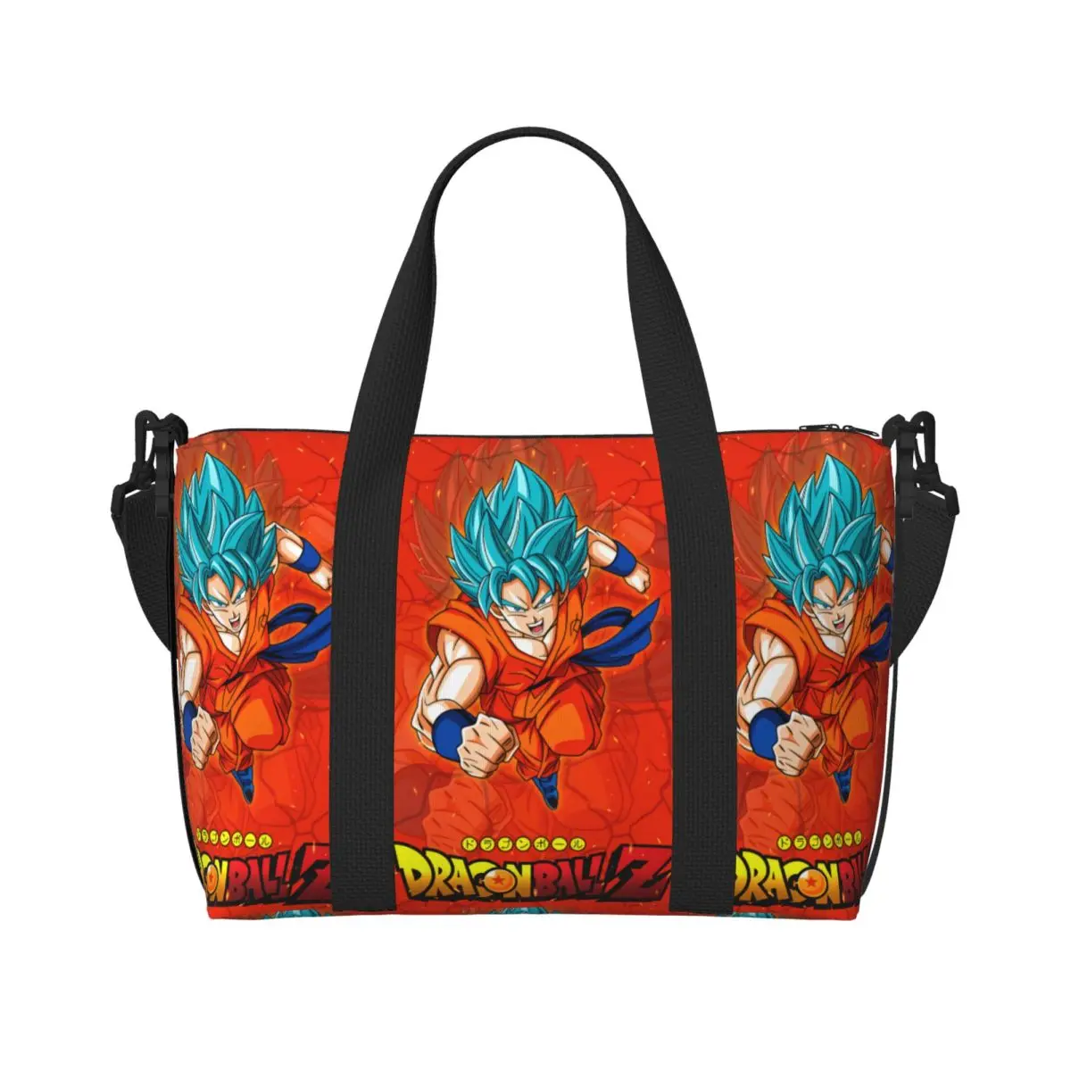 

Custom D-Dragon B-Ball Z Gokus Beach Tote Bag for Women Japanese Science Fiction Animation Big Compartment Beach Gym Travel Bags