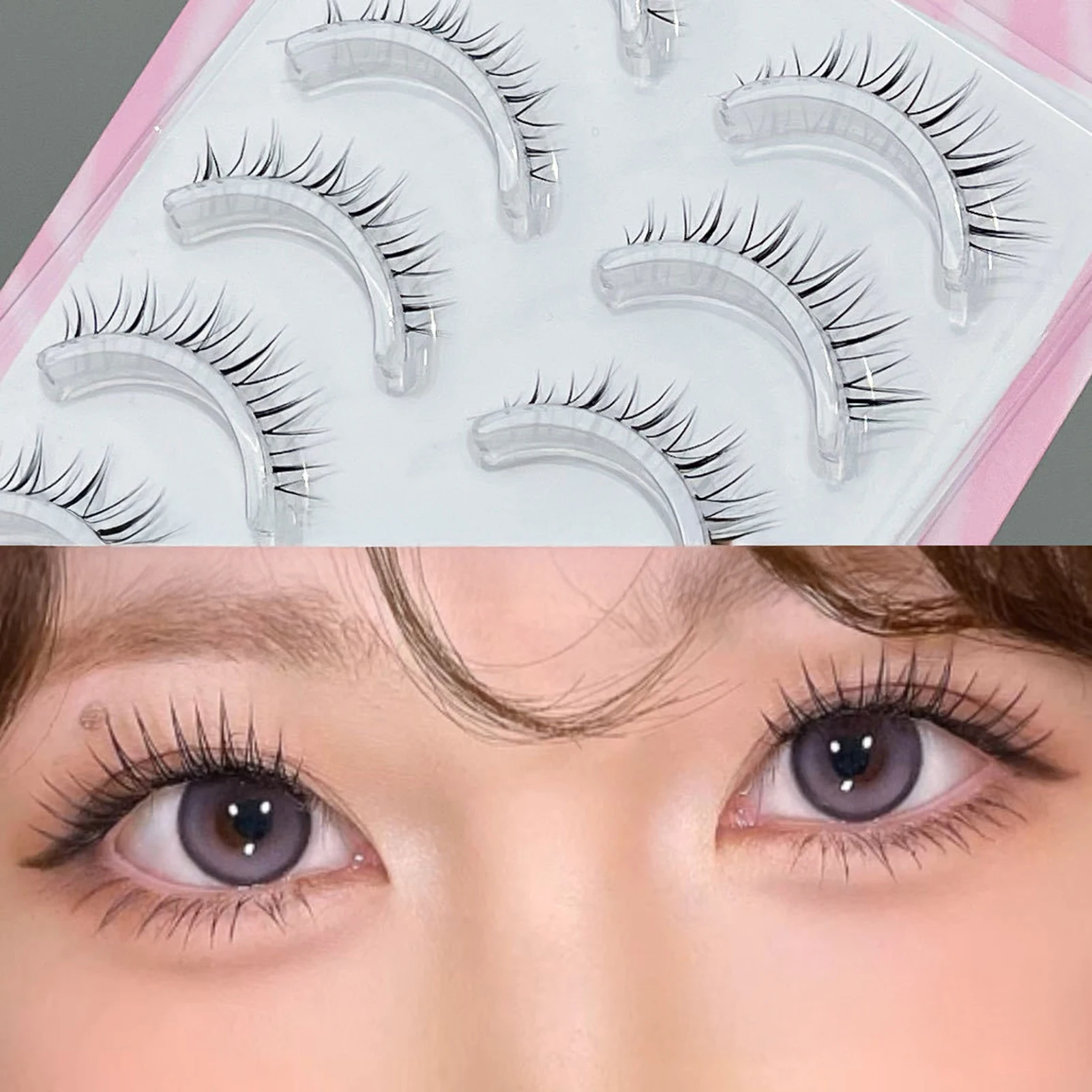 5 Pairs False Eyelash Set Natural Long Patchy False Eyelashes DIY Clustered Eyelash Extension Slender Curled False Eyelash Set