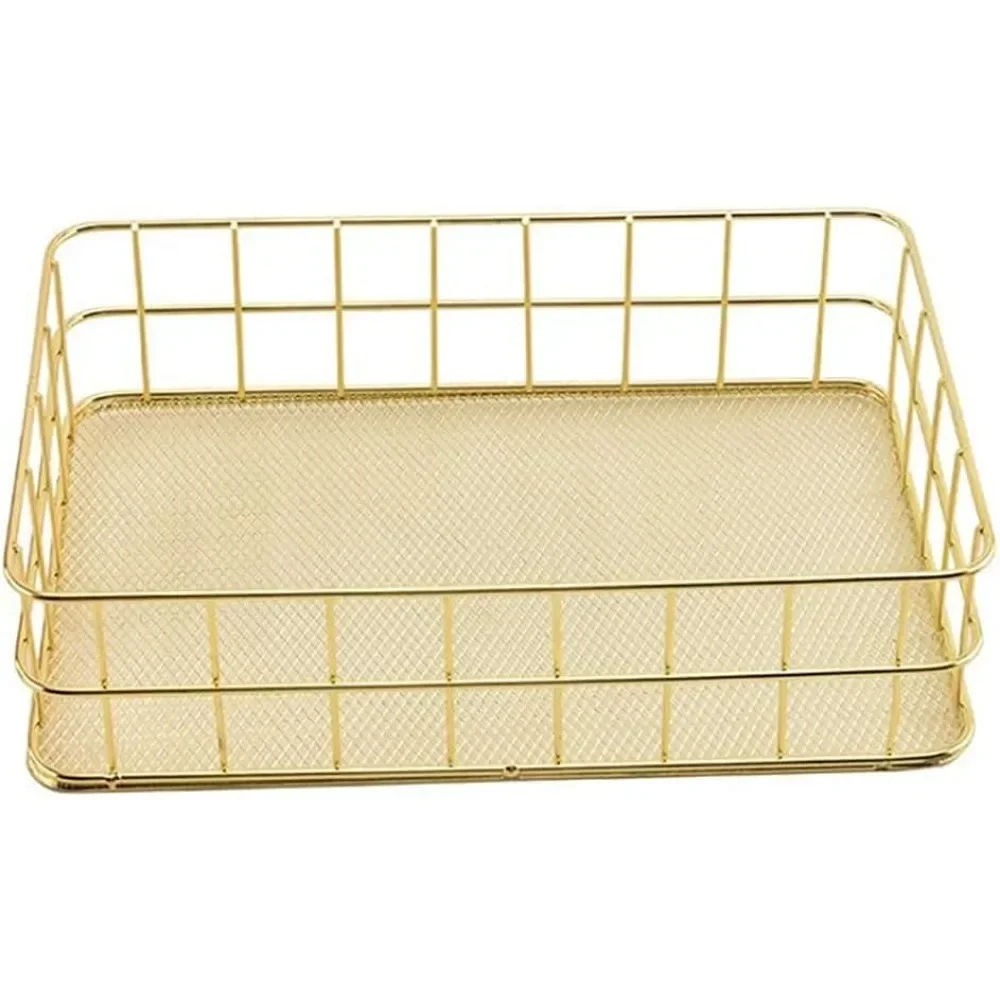 

For Nordic Gold Metal Iron Makeup Pen Storage Basket Office Desktop Sundries Makeup Brushes Holder Table Cosmetic Organizer Rack