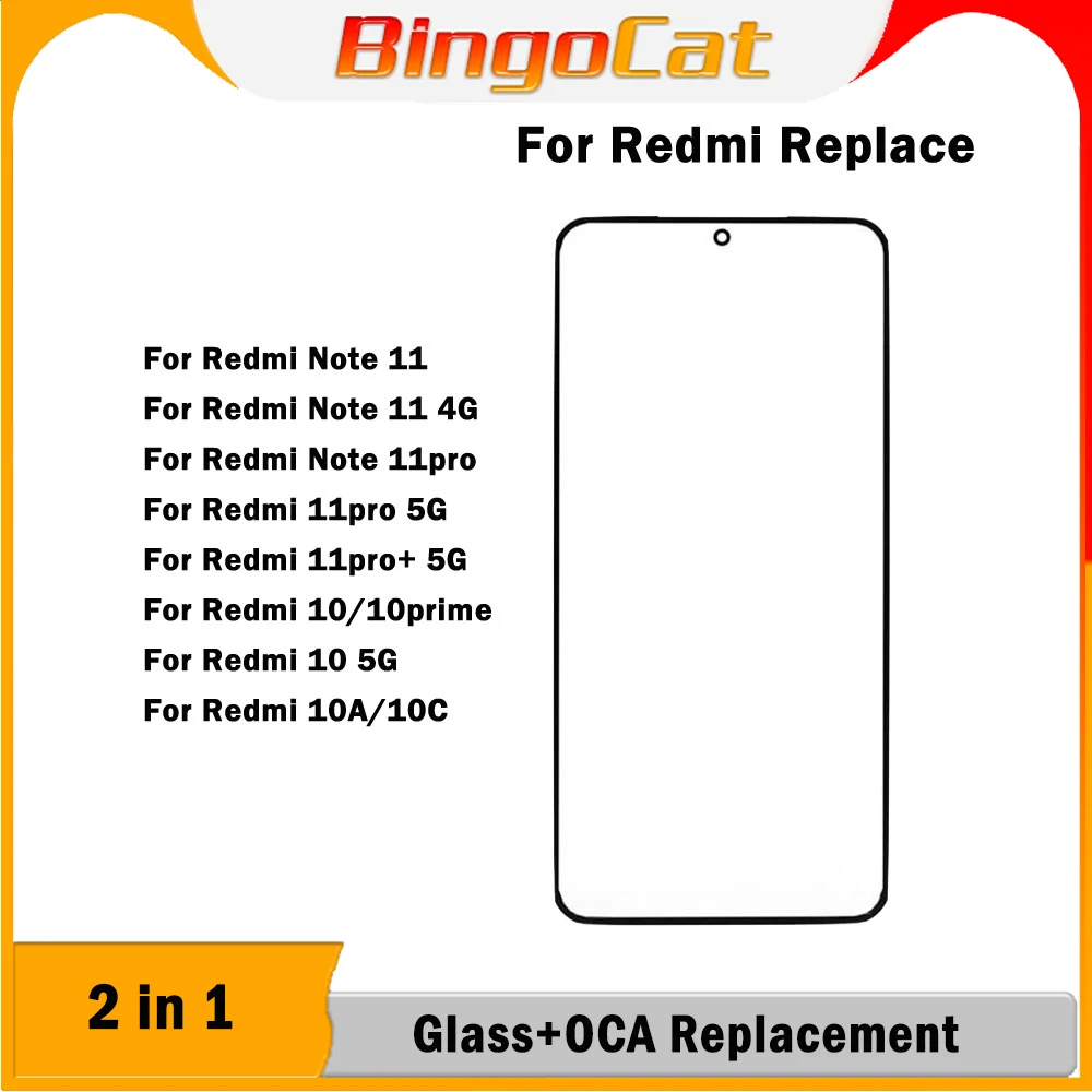 

Novecel 5Pc Note 13 Pro For Xiaomi Redmi Note 11 13pro 5G 11 Pro 13C 13T 10C LCD Touch Screen Panel Front Outer Glass+OCA Part