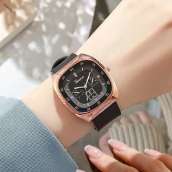 Reloj de cuarzo de gel de sílice con cinturón simple de estilo fresco informal a la moda para mujer, reloj retro luminoso resistente al agua para estudiantes