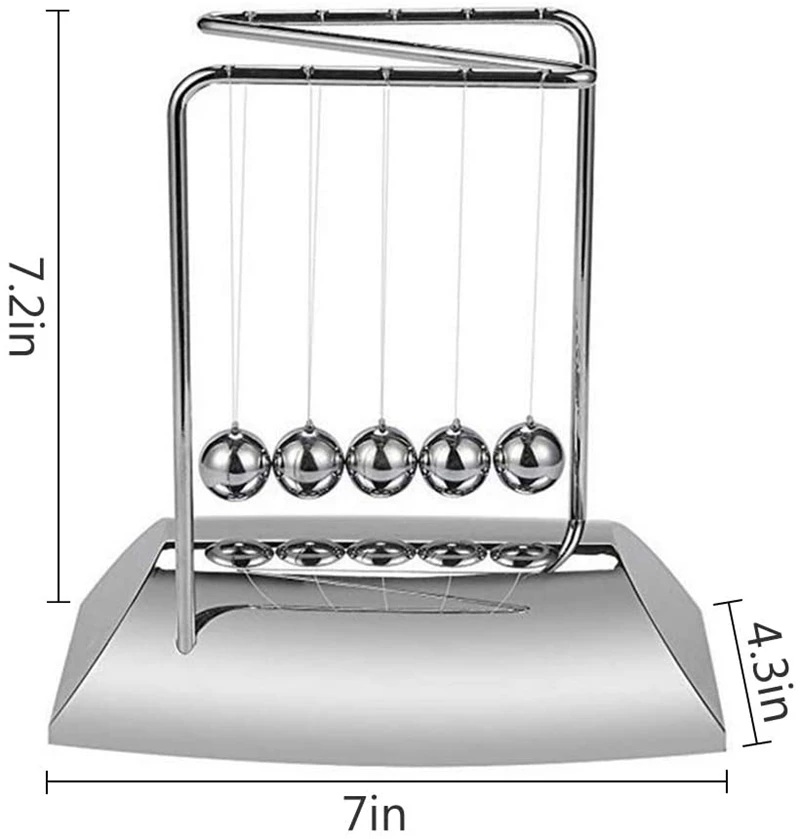 QWE-Newton Balls Bring 5 Balls, Z Shape Newton Cradle, Electroplated Metal Material Pendulum Balls With Base,Physics Gadget