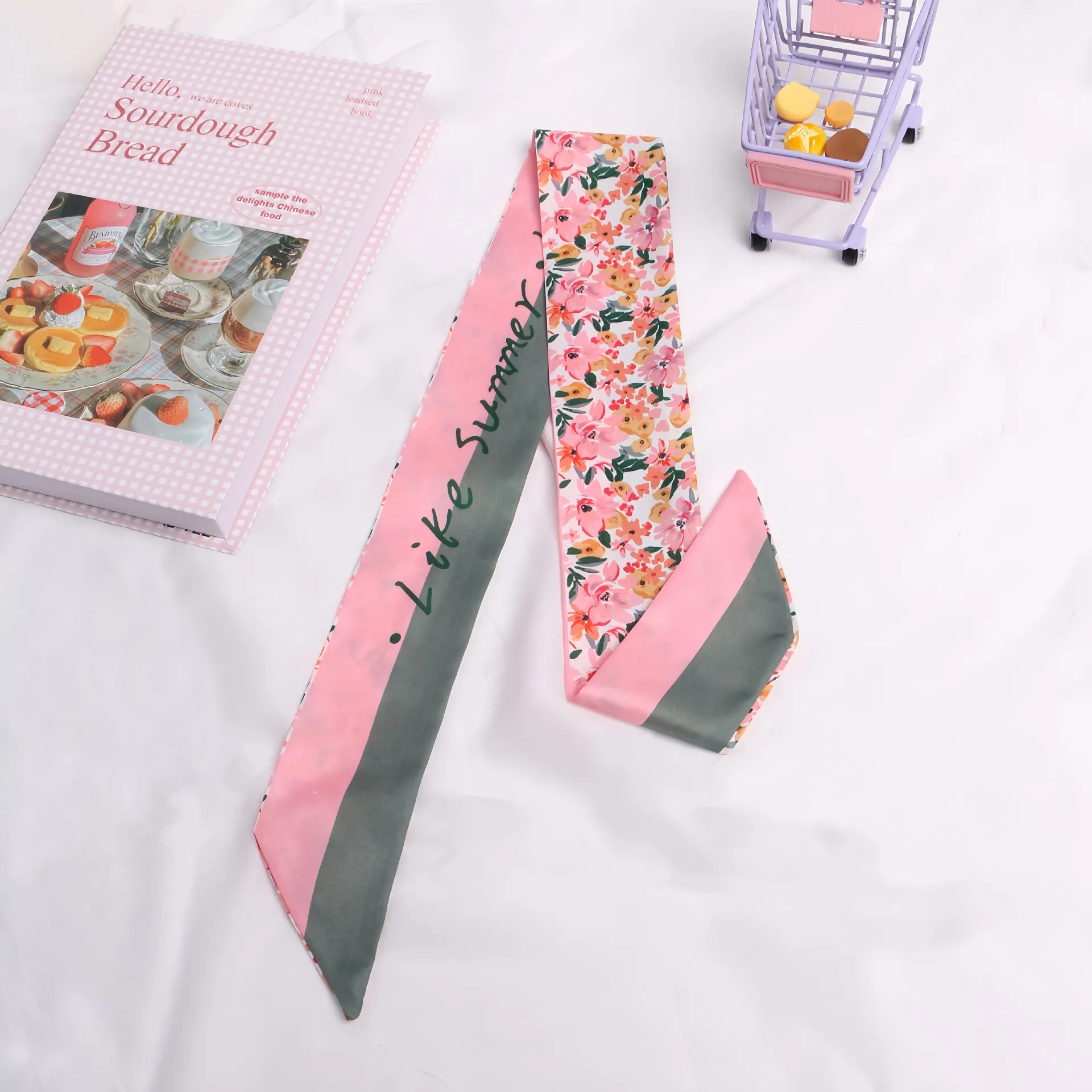

Delicate Narrow Silk Scarf Trendy Hairband for Women Versatile Accessory for Bags Perfect Gift for Travel