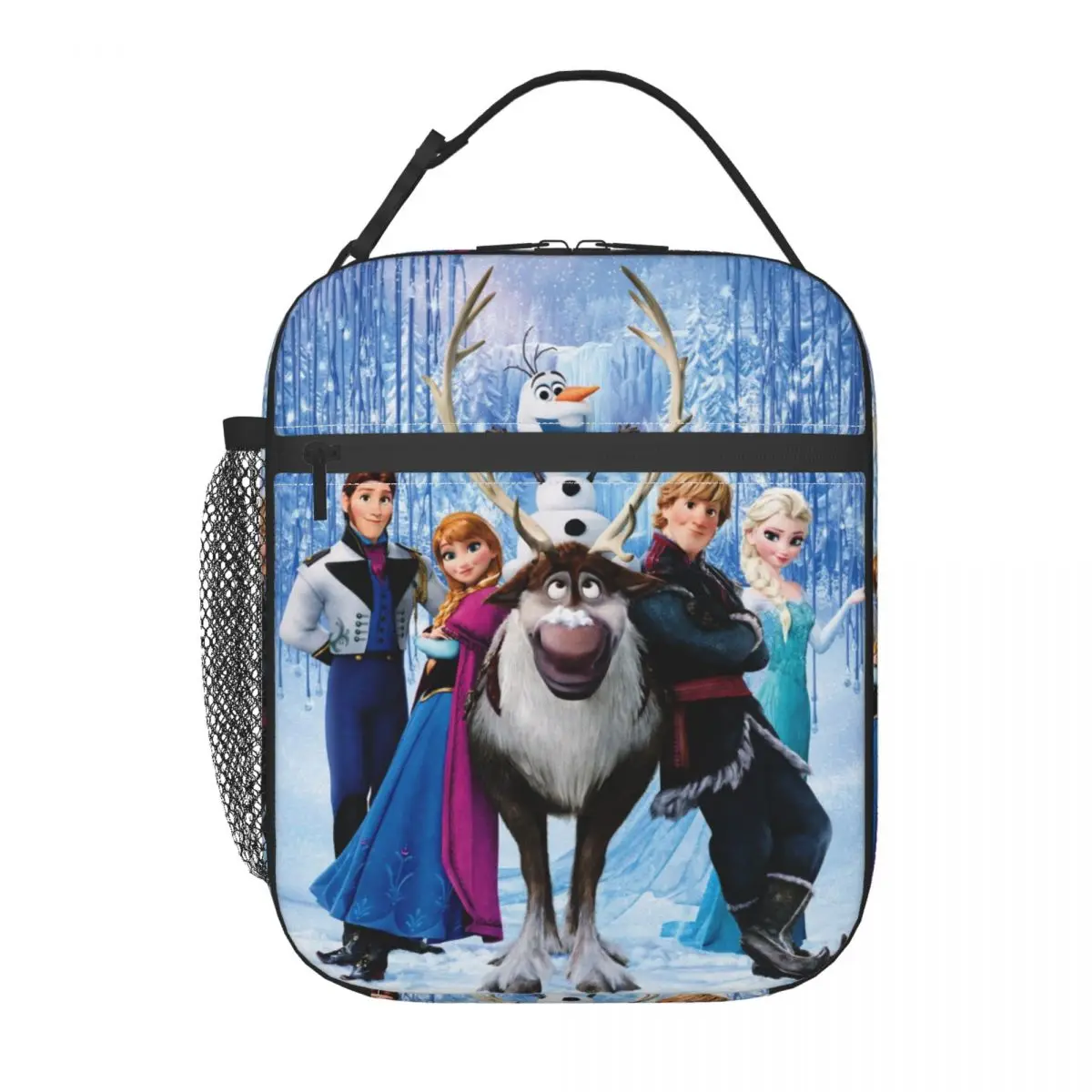 Custom Cartoon Frozen Princess Insulated Lunch Bag for Women Anna And Elsa Thermal Cooler Bento Box School Resuable Tote Bags