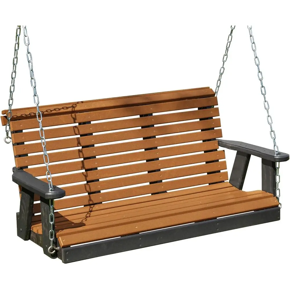 

Amish-Crafted 5T Poly Lumber Porch Swing, USA-Made, 1000 lbs Capacity, HDPE Material, Stainless Steel Hardware, Signature Rollba