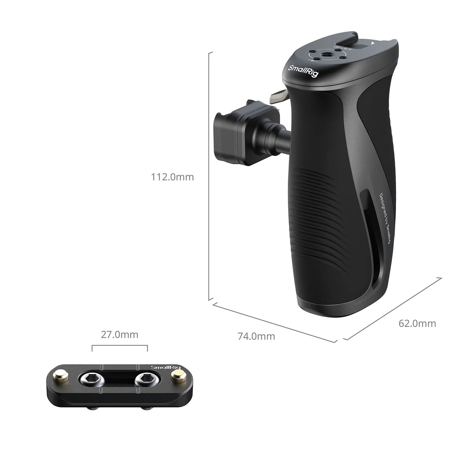 SmallRig Drehbarer Seitengriff mit "HawkLock" H21 Schnellverschluss-NATO-Klemme für DSLR-Kamera/Monitor-Käfig-Montageplatten -6405 – Detail 2