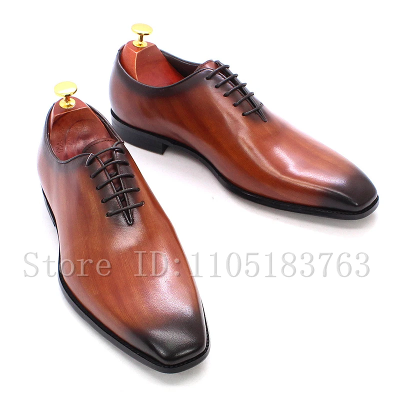 

Men Classic Square Toe Oxfords Genuine Leather Lace-Up Dress Shoes for Office, Wedding & Formal Events