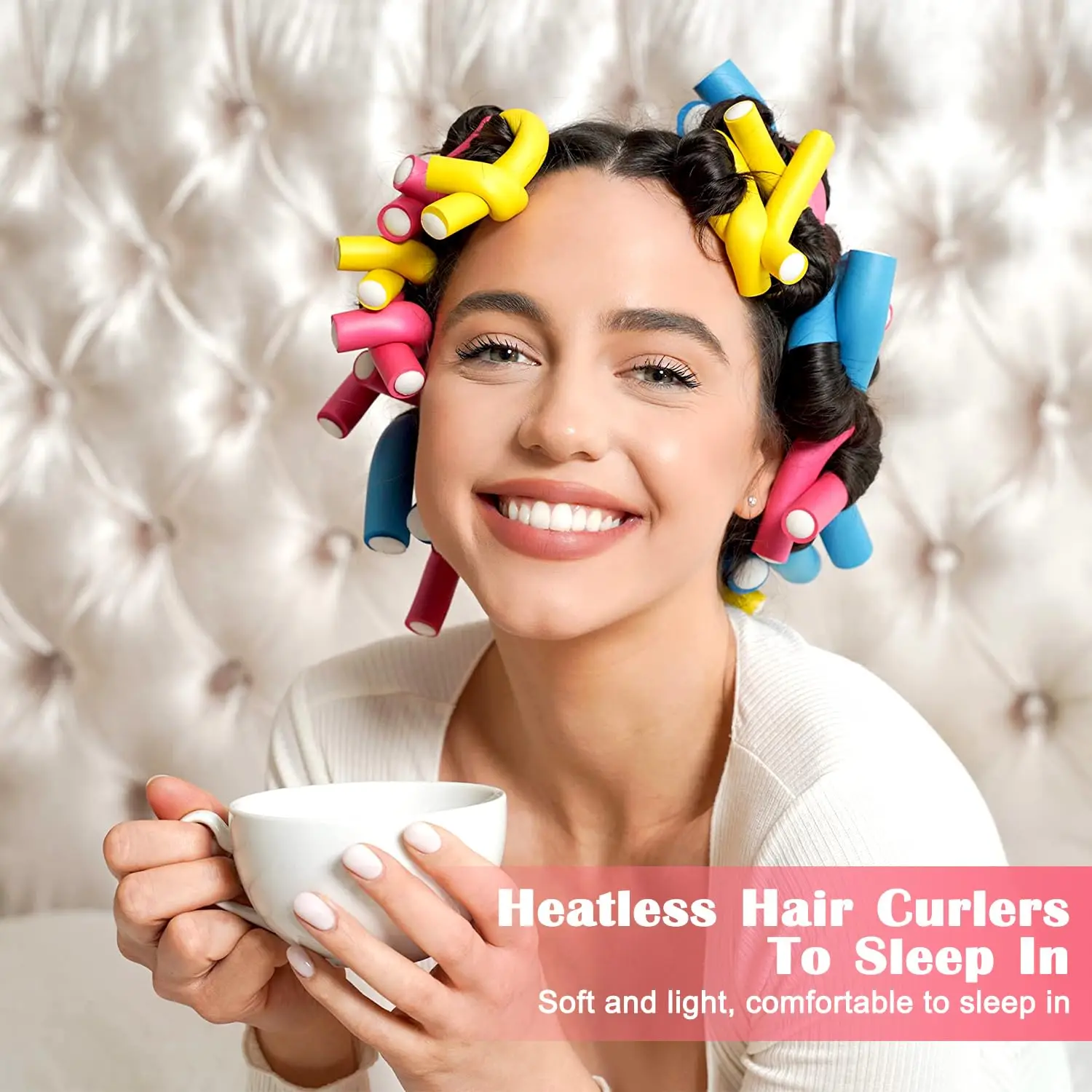 20PCS Heatless Hair Curlers Flexible Soft Foam Hair Rollers No Heat Bendable Curling Rods for All Length Hair 7 Colors Sizes
