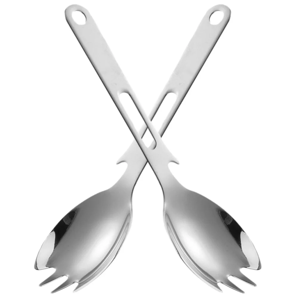 

2Pcs Metal Spork Reusable Fork Spoon Combo Portable Utensils for Camping Picnics Travel Spork Camping Tableware