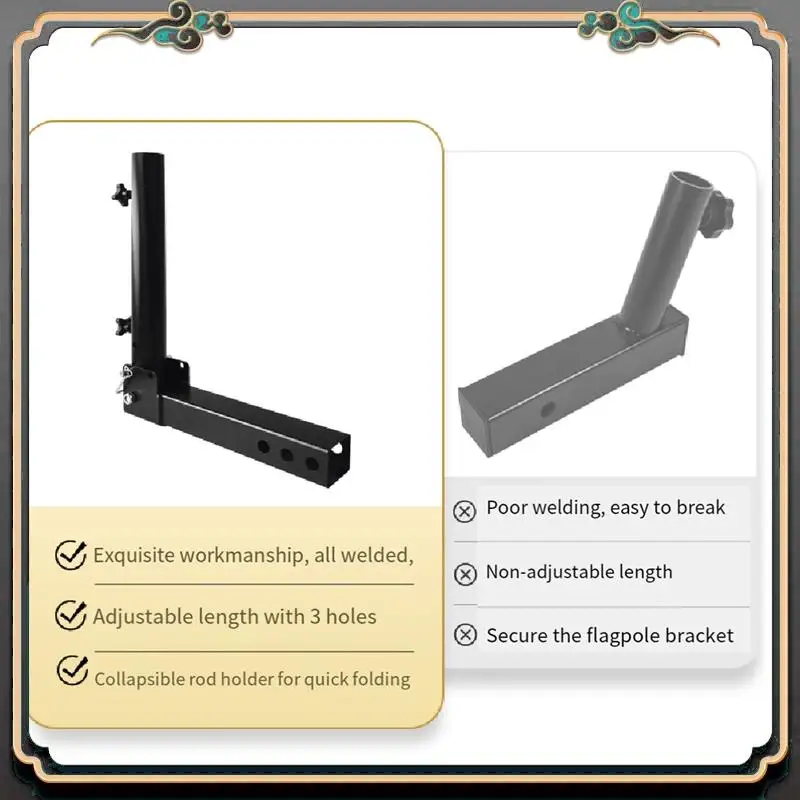 

M45K-Trailer Hitch Mount Adjustable Flag Pole Holder,For Vehicle With Hitch Receiver,For SUV RV Pickup Car Truck Trailer