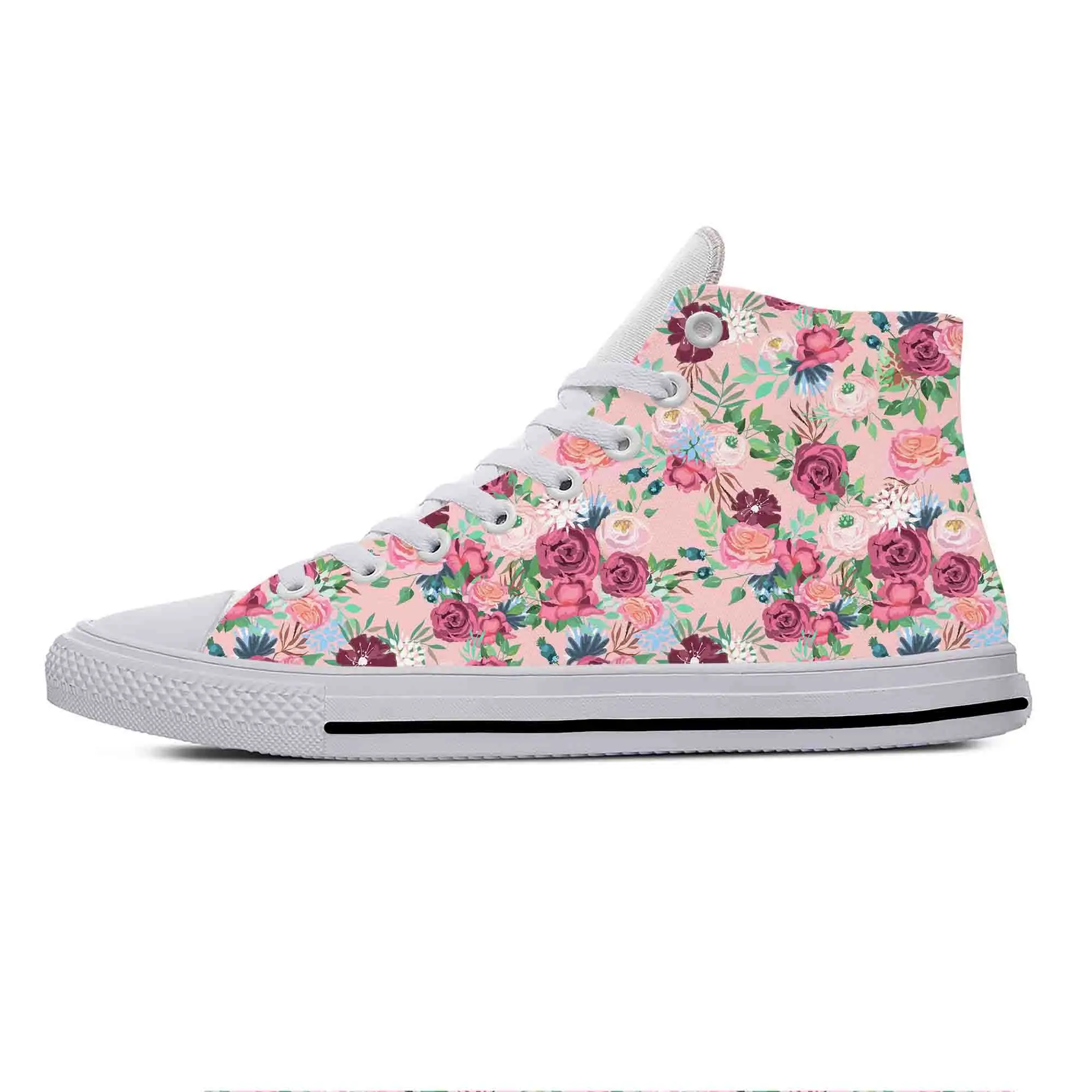 Flower Floral Pattern Anime Cartoon Fashion Funny Casual Cloth Shoes High Top Lightweight Breathable 3D Print Men Women Sneakers