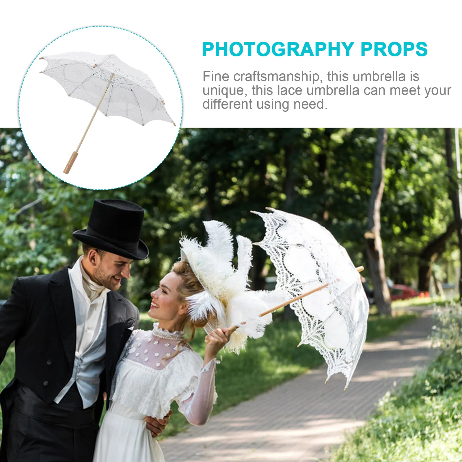 

Decorative Lace Parasol Umbrella Vintage Bridal Wedding Prop Elegant Flower Shaped Photography Accessory Festival Gift for