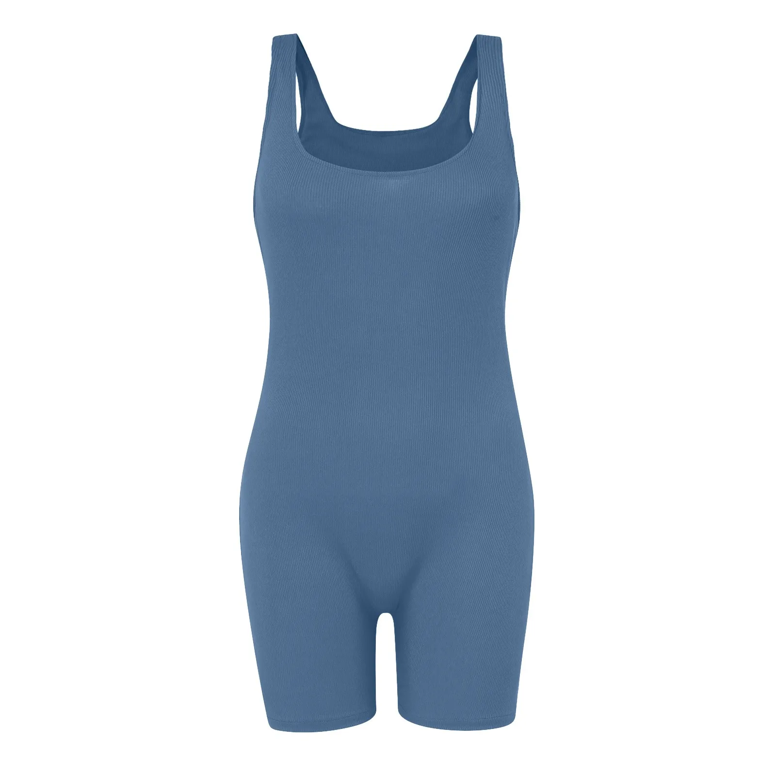 Basic Overalls lässig schlank ärmellosen Kragen quadratischen Frauen solide Strench ästhetische Farbe Overalls Harajuku gerippt lässig Stram pler