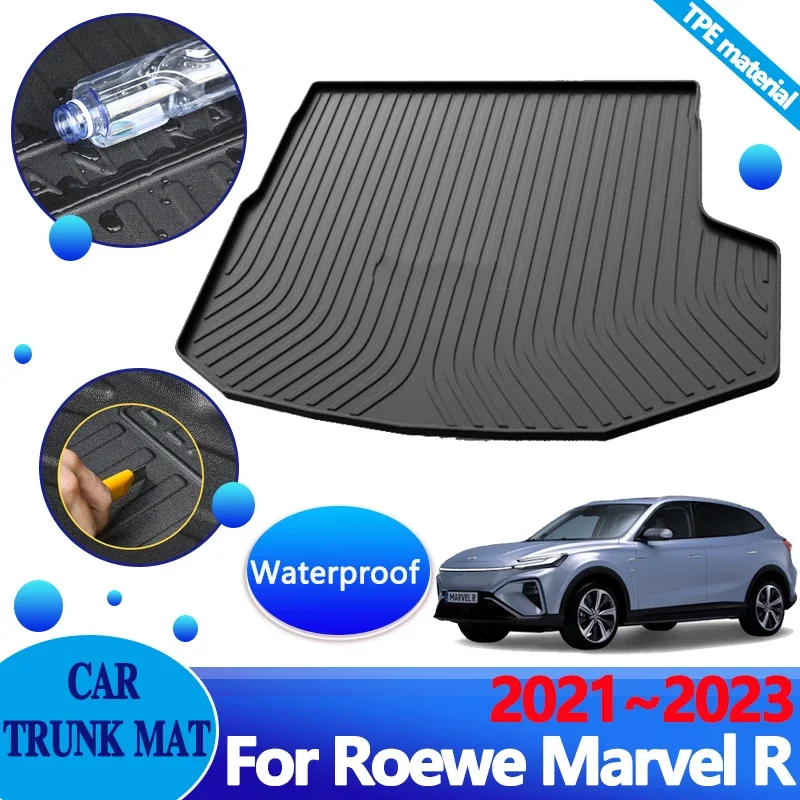 Car Trunk Mats for Roewe MG Marvel R EV 2021 2022 2023 Accessories Trunk Cover Anti-dirty Waterproof Carpet Cushion Storage Pad