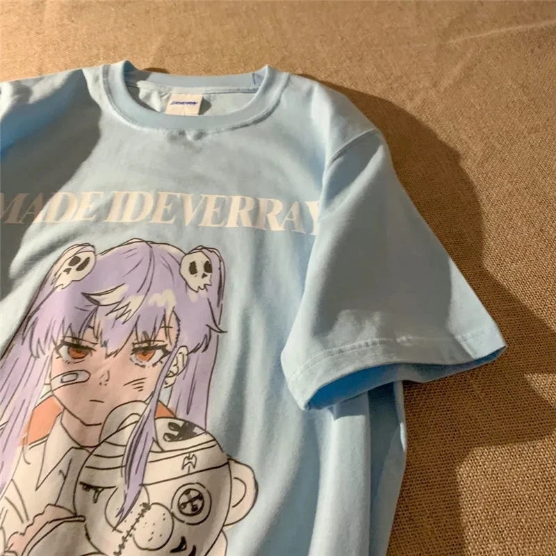 تي شيرت الإناث قميص فاسق التي شيرت المرأة تي شيرت Harajuku قمة Harajuku انمي ياباني شخصية طباعة الكرتون الجرافيك تي شيرت