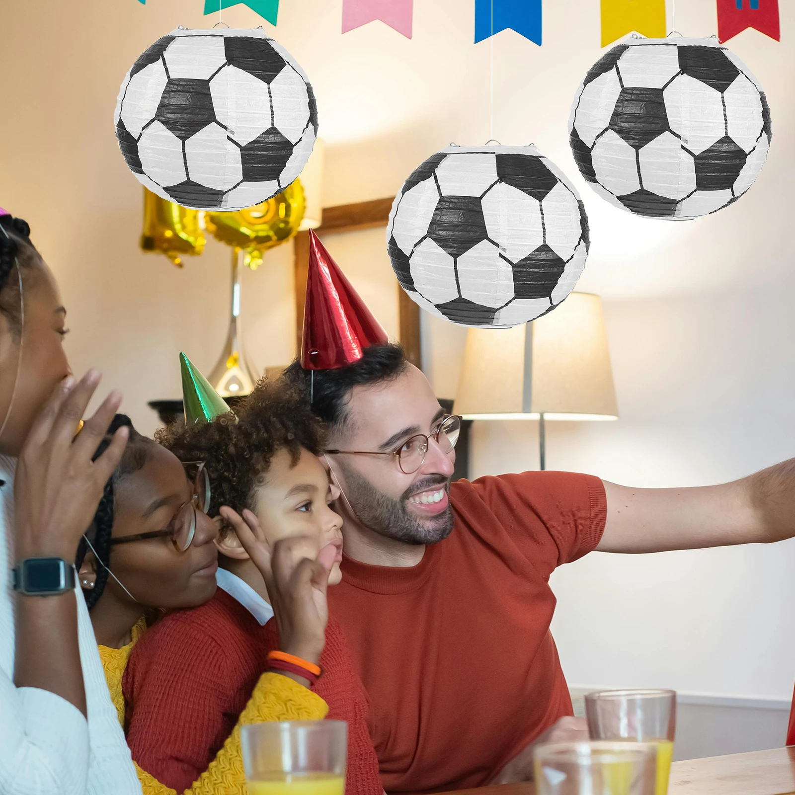 

Soccer Paper Lantern 12 Inch Lightweight Portable Sports Theme Hanging Decorations for Birthday Events
