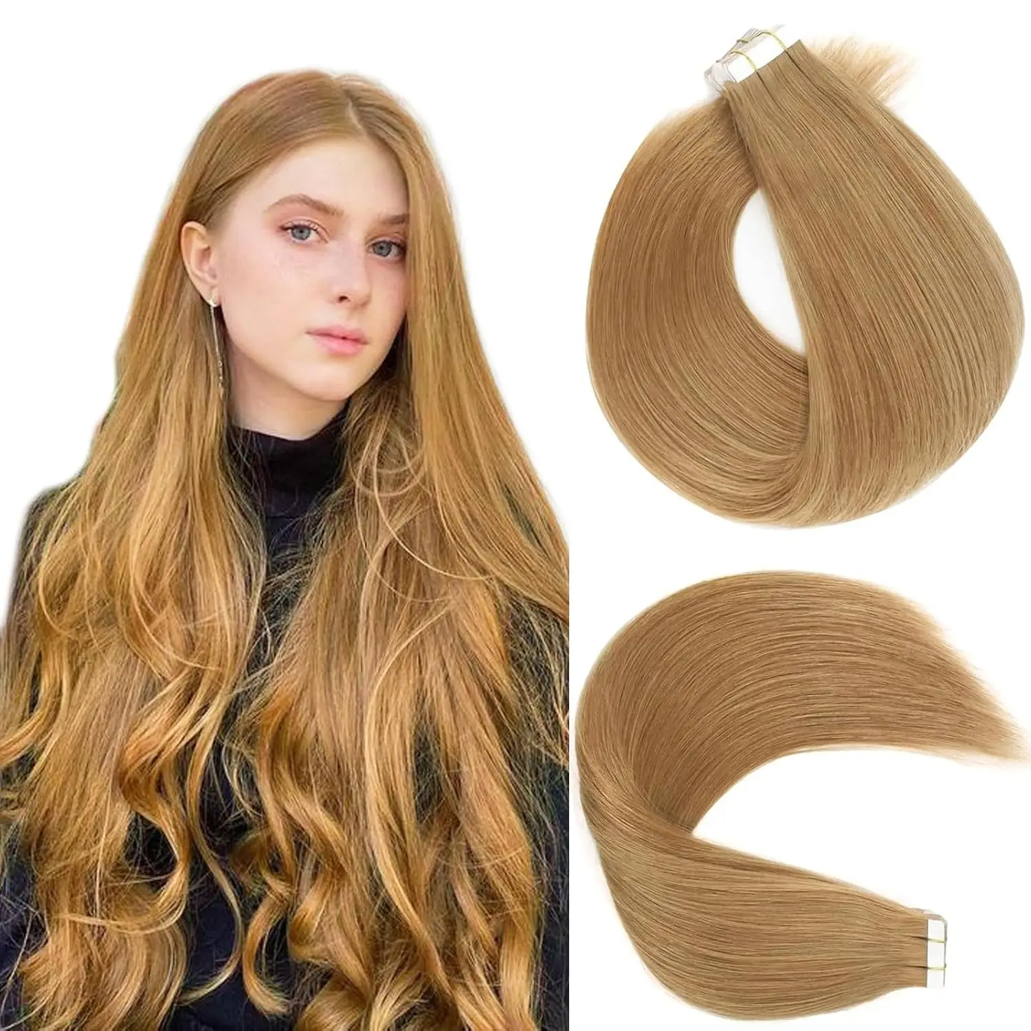 Alimice Caramel Honey #27 color In Hair Extensions 50g Remy Straight Human Hair Extensions For Women 20 Pcs