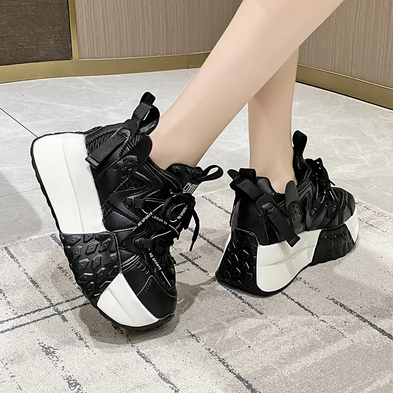 6cm Chunky Platform Outdoor Sneakers donna inverno tacchi Super alti scarpe Casual donna altezza crescente Boot Mujer primavera estate