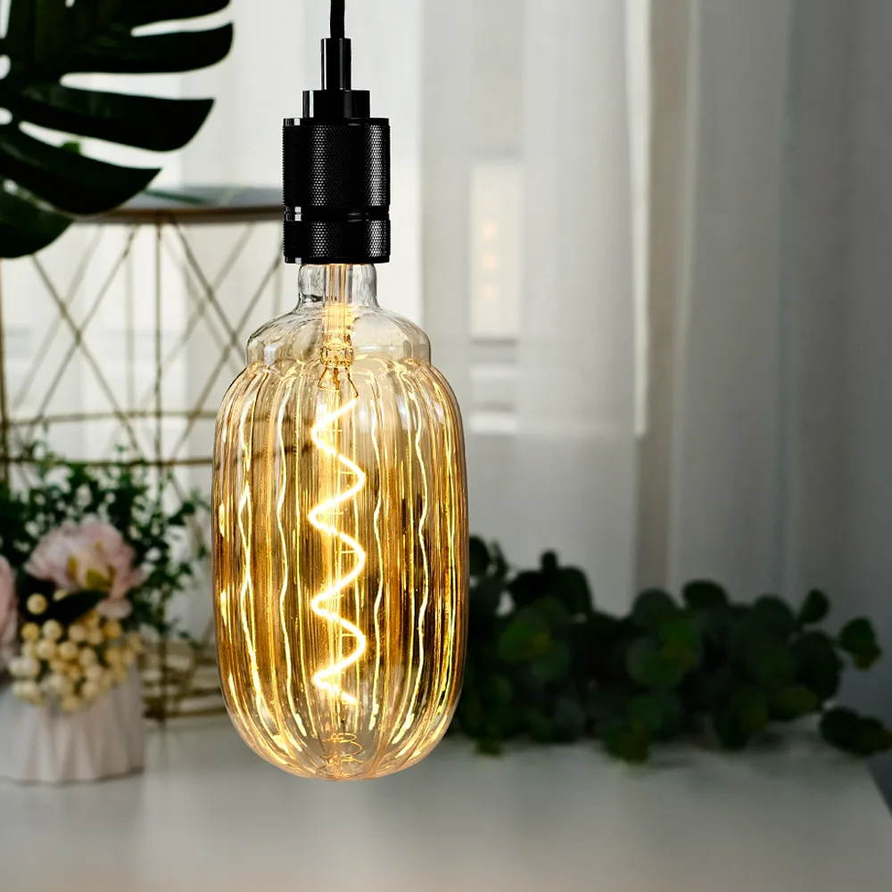 

TIANFAN Vintage Led Bulbs Big Light Bulb T110 Lantern Amber Glass 4W Dimmable 220-240V E27 Specialty Decorative Edison Bulb