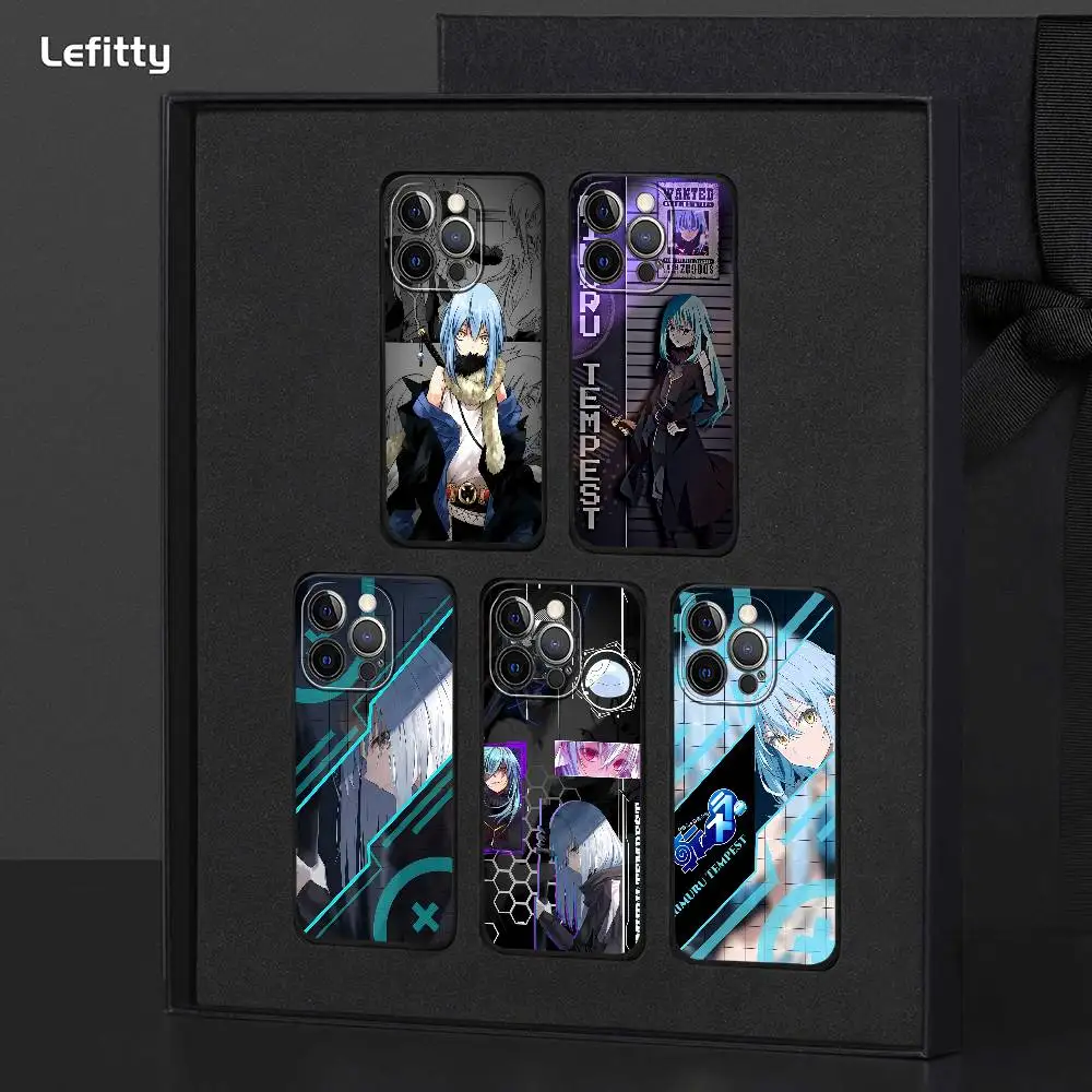 Чехол для телефона с изображением аниме Rv S-slime Rumuru TempestS для IPhone 16, 15, 14, 13, Pro Max Plus, мини-черный матовый мягкий чехол Funda