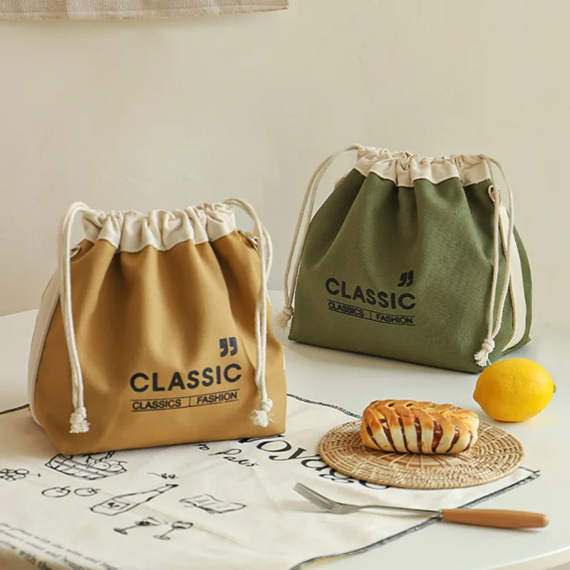 Japanische Lunchtasche aus robustem Canvas für die Arbeit, hält Speisen warm und frisch, tragbar für Studenten, multifunktionale Tragetasche. – Detail 2