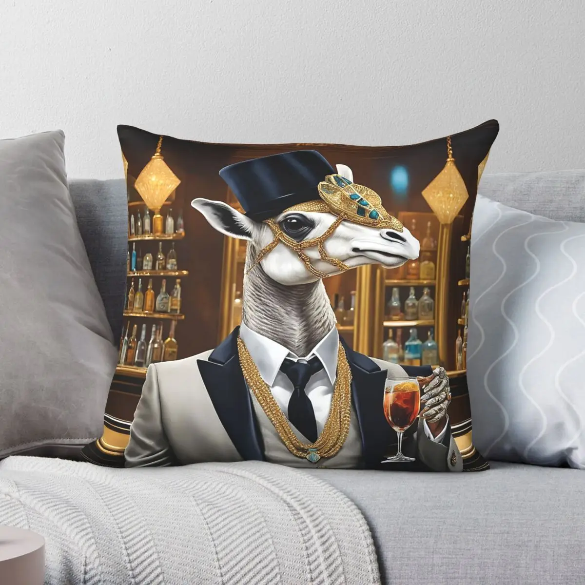 Safari Elite A Night Of Opulence Square Pillowcase Polyester Linen Velvet Printed Zip Decorative Sofa Cushion Cover