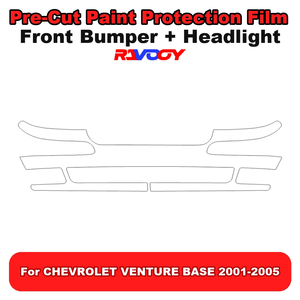 Kit de película protectora de pintura (PPF) transparente para parachoques delantero y faros delanteros de 8.5 mil, precortada, para CHEVROLET VENTURE BASE 2001-2005