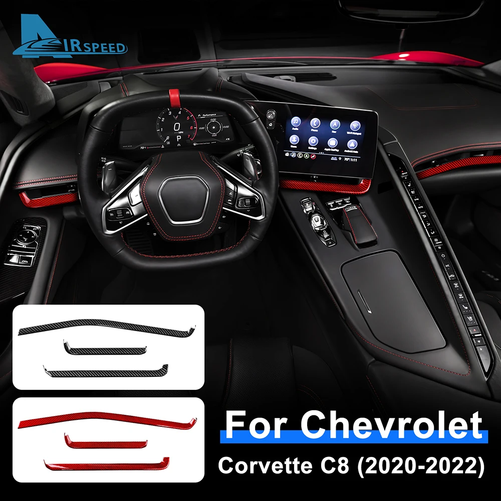 

Real Hard Carbon Fiber Car Console Dashboard Strip Cover Trim Sticker for Chevrolet C8 Corvette Z51 2020 2021 2022 Accessories